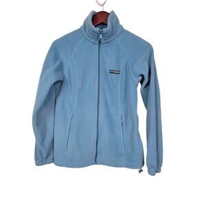 Columbia Size Small Fleece Full Zip Jacket Mock Neck Blue Pockets